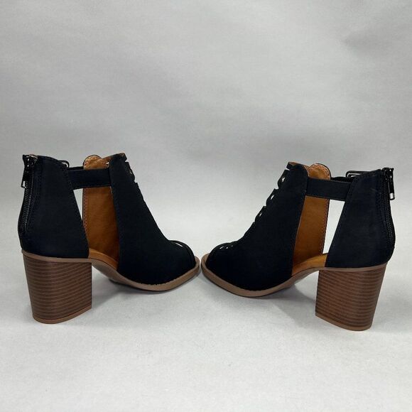 Soda Women's Size 8.5 Black Peep Toe‎ Ankle Boots - Picture 7 of 10